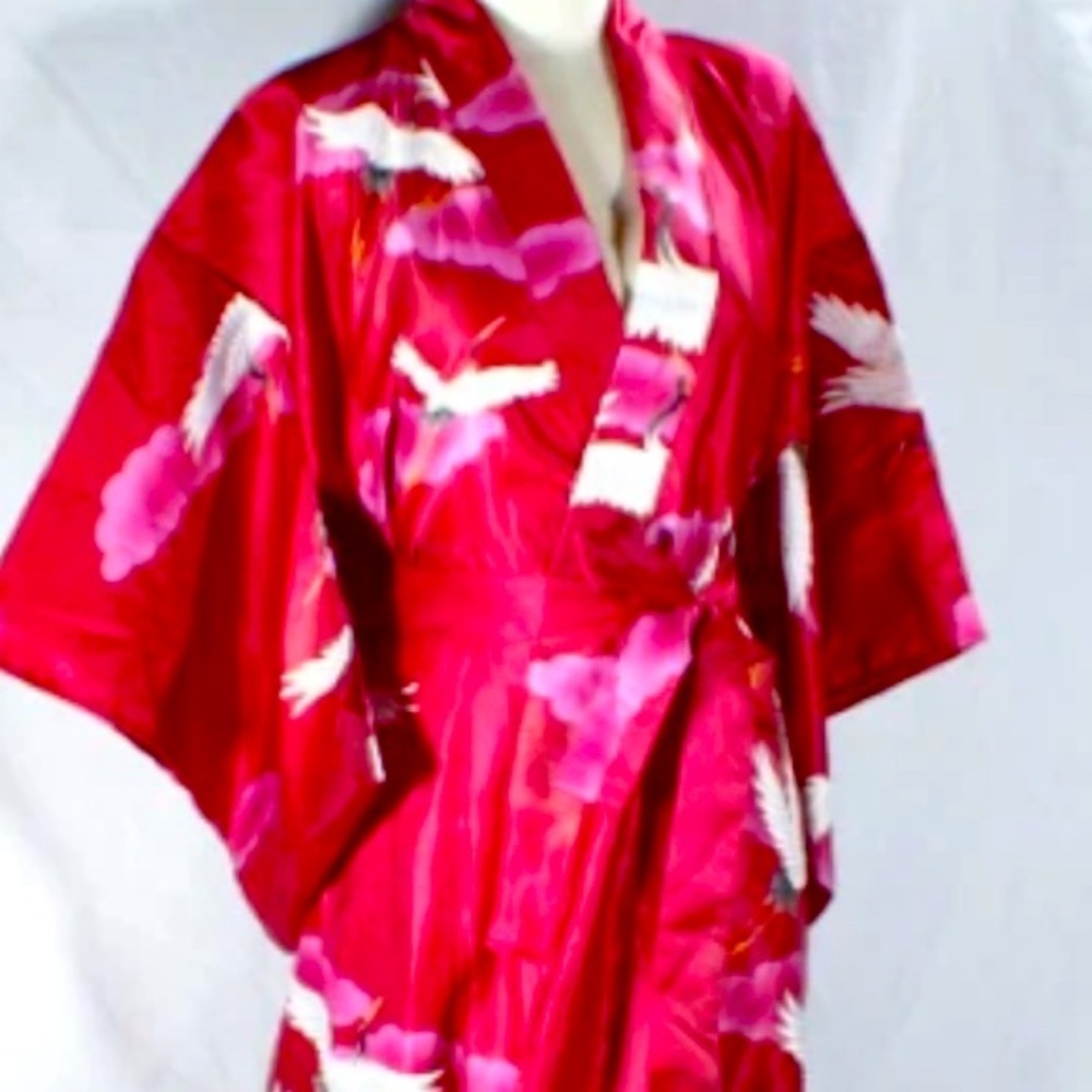 Elegant Red Kimono Robe
